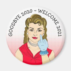 Vaarwel 2020, welkom 2021 Retro Lady Sarcasm Magneet