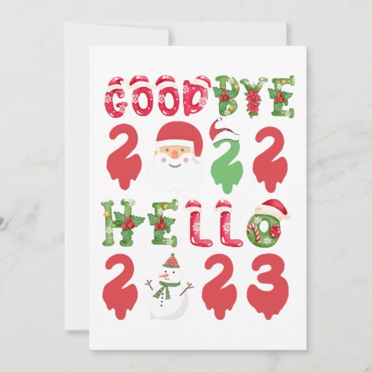 Vaarwel 2022 Hallo 2023 Gelukkig Nieuwjaar Kerstmi Kaart (Voorkant)
