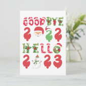 Vaarwel 2022 Hallo 2023 Gelukkig Nieuwjaar Kerstmi Kaart (Staand voorkant)
