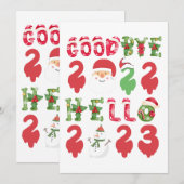 Vaarwel 2022 Hallo 2023 Gelukkig Nieuwjaar Kerstmi Kaart (Voorkant / Achterkant)