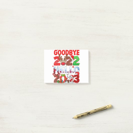 Vaarwel 2022 Hallo 2023 kerstmis T-shirt Post-it® Notes (Op bureau)