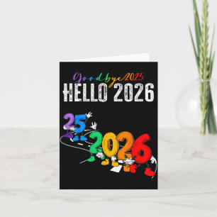Vaarwel 2025 Hallo 2026 Grappige Cartoon Nieuwjaar Kaart