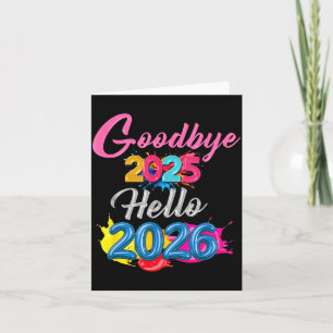 Vaarwel 2025 Hallo 2026 Kinderen Grappig Nieuwjaar Kaart