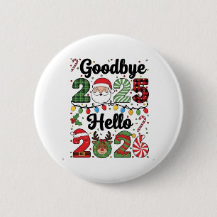 Vaarwel 2025 Hallo 2026 Nieuwjaarsresolutie Ronde Button 5,7 Cm