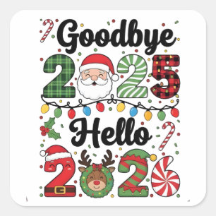 Vaarwel 2025 Hallo 2026 Nieuwjaarsresolutie Vierkante Sticker