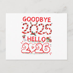 Vaarwel 2025 Hallo 2026 Prettig Kerstfeest Gelukki Briefkaart