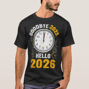 Vaarwel 2025 Hallo 2026 T-shirt Met Klok Nieuwjaar
