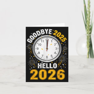 Vaarwel 2025 Hallo 2026 T-shirt Met Klok Nieuwjaar Kaart