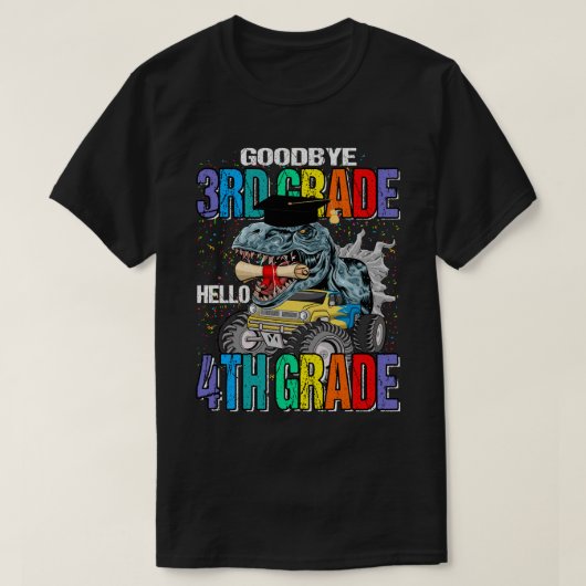 Vaarwel 3e graad Hallo 4e Grade Monster Truck Di T-shirt (Design voorkant)