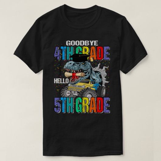 Vaarwel 4e graad Hallo 5e Grade Monster Truck Di T-shirt (Design voorkant)