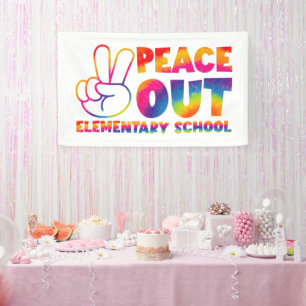 Vaarwel Basisschool Tie Dye Laatste Dag Spandoek