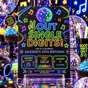 Vaarwel Eencijferig: Neon Glow 10e Verjaardag Kaart