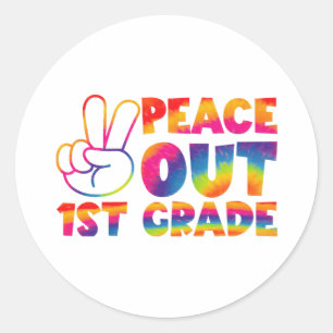Vaarwel eerste klas Tie Dye laatste dag 1e klas Ronde Sticker