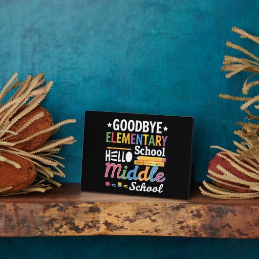 Vaarwel elementaire school Hallo middelbare school Fotoplaat (Zijkant)