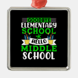 Vaarwel elementaire school Hallo middelbare school Metalen Ornament