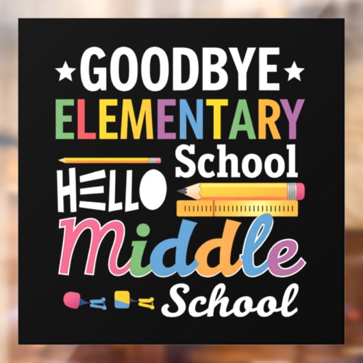 Vaarwel elementaire school Hallo middelbare school Raamsticker (Vel 2)