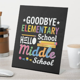 Vaarwel elementaire school Hallo middelbare school Reclamebord Met Voetstuk