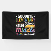 Vaarwel elementaire school Hallo middelbare school Spandoek (Horizontaal)