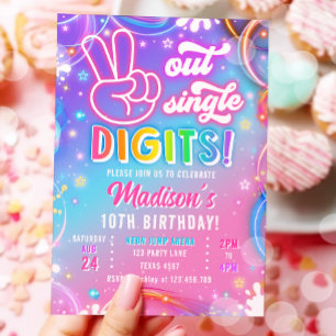 Vaarwel Enkel Cijfers Neon Glow Meisje Verjaardag Kaart