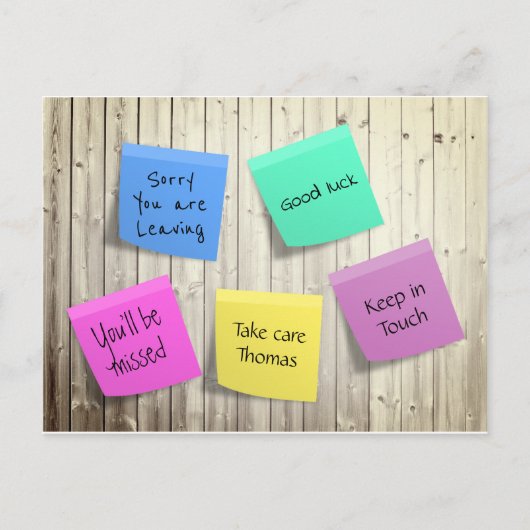 Vaarwel Farewell Post-its Briefkaart (Voorkant)