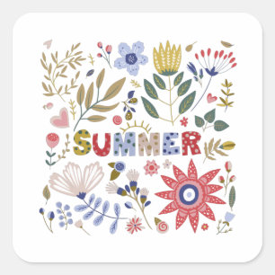 Vaarwel, Hallo zomer en bloemen Baby T-S Vierkante Sticker