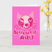 Vaarwel Kat - Beperkte Roze Uitgave Kaart (Gele Bloem)