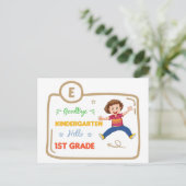 Vaarwel Kindergarten Hallo eerste graad Briefkaart (Staand voorkant)