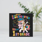 Vaarwel Kindergarten Hallo eerste graad Unicorn Kaart (Staand voorkant)