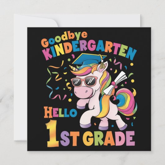 Vaarwel Kindergarten Hallo eerste graad Unicorn Kaart (Voorkant)