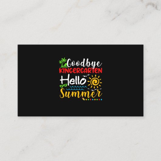 Vaarwel Kindergarten Hallo Summer Afstuderen Visitekaartje (Voorkant)