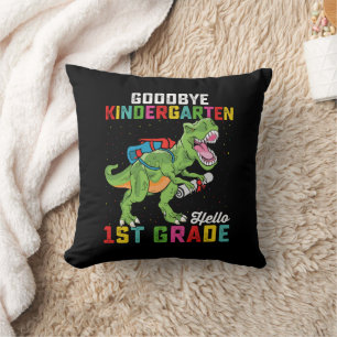 Vaarwel kleuterschool hallo eerste klas T Rex Scho Kussen