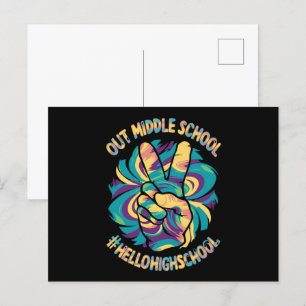 Vaarwel Middel Hallo Middelbare School Tie Dye Briefkaart