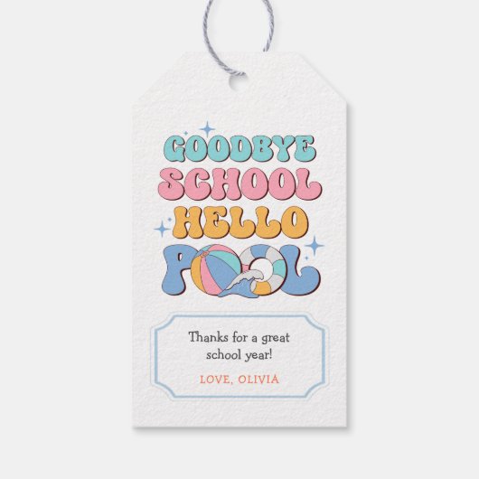 Vaarwel school Hallo pool einde schoolpartij Cadeaulabel (Achterkant)