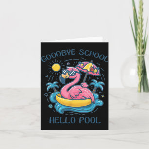 Vaarwel School Hallo Zwembad Zomer Flamingo Kaart