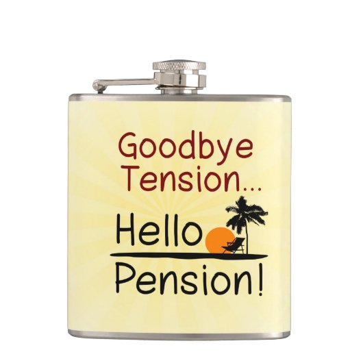 Vaarwel spanning, Hallo pensioen Funny Retirement Heupfles (Voorkant)