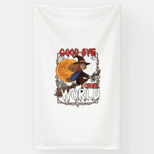 Vaarwel Wrede Wereld Heks Halloween Volle Maan Spi Spandoek