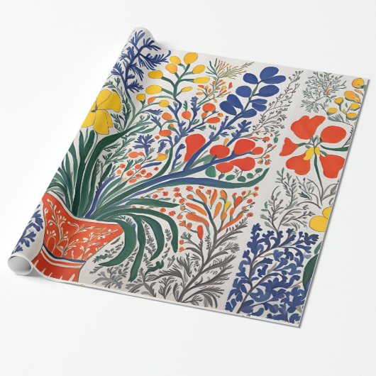 Vaas en wilde bloemen cadeaupapier (Uitgerold)