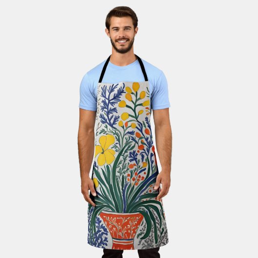 Vaas en wilde bloemen schort (Gedragen)