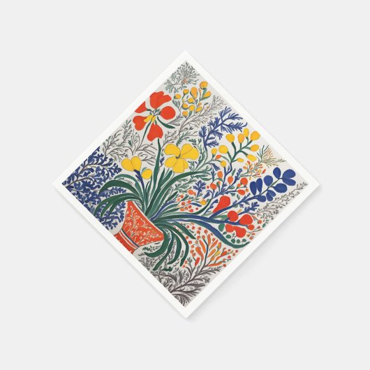 Vaas en wilde bloemen servet (Hoek)