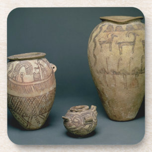 Vaas gedecoreerd met verschillende frites van dier bier onderzetter