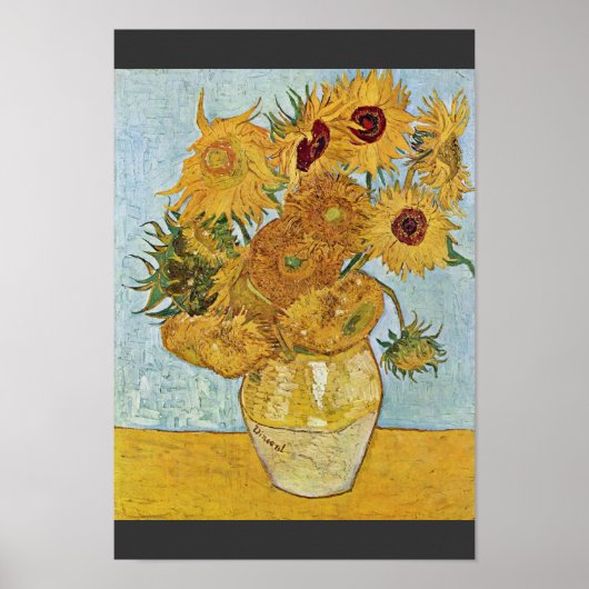 Vaas met 12 zonnebloemen van Vincent Van Gogh Poster (Voorkant)