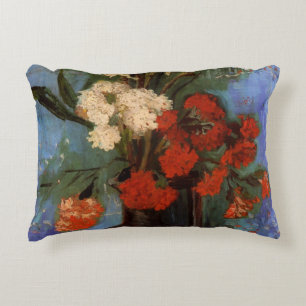 Vaas met anjers door Vincent van Gogh Decoratief Kussen