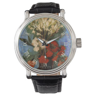 Vaas met anjers door Vincent van Gogh Horloge