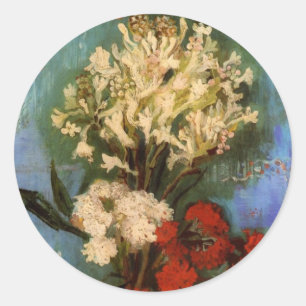 Vaas met anjers door Vincent van Gogh Ronde Sticker