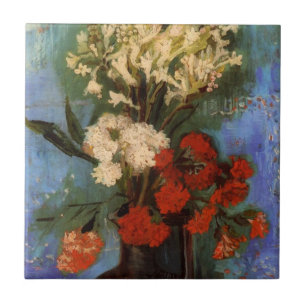 Vaas met anjers door Vincent van Gogh Tegeltje