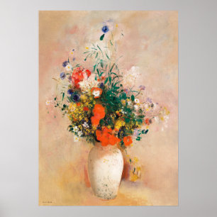 Vaas met bloemen door Odilon Redon Poster
