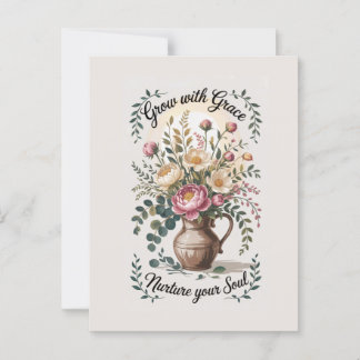 Vaas met bloemen groeien met Grace Quote Briefkaart
