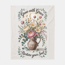 Vaas met bloemen groeien met Grace Quote Fleece Deken