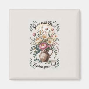 Vaas met bloemen groeien met Grace Quote Magneet