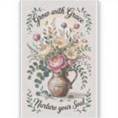 Vaas met bloemen groeien met Grace Small Sticker (Voorkant)